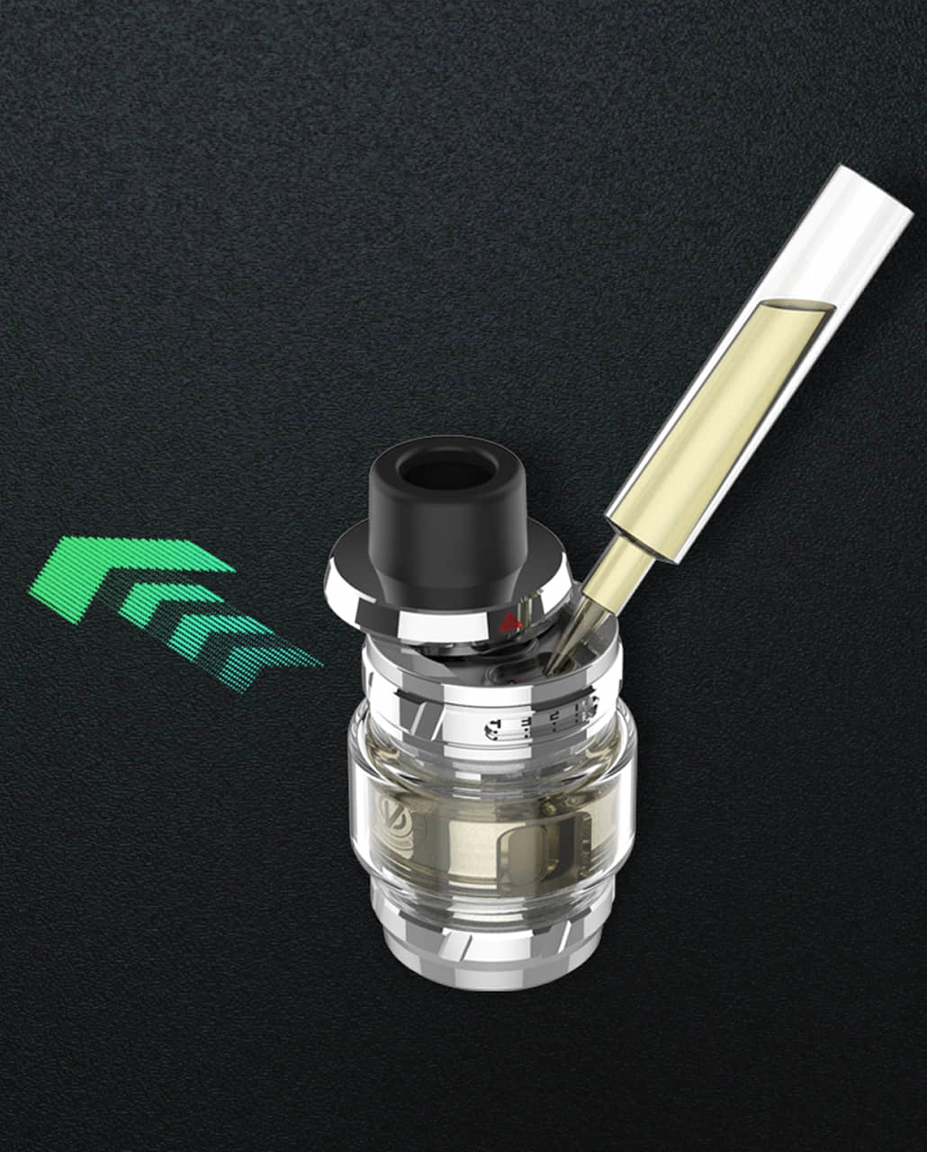 A close-up of the VAPORESSO VIBE's 0.54" OLED screen, displaying power and puff count. This clear screen makes it an accessible vape, providing essential information at a glance.